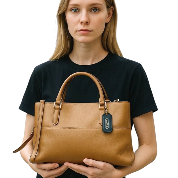 Coach Handbags - Coach Borough Camel Leather Shoulder Bag No 28160